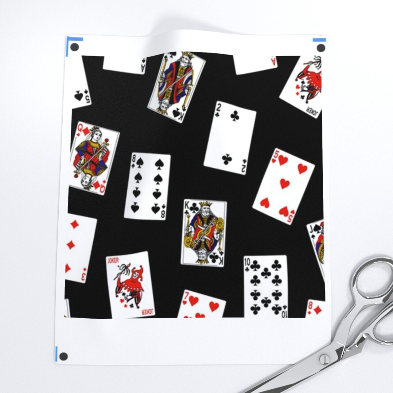 Scattered Playing Cards Black Deck Gambling Casino Masculine Game Room Custom Printed Fabric by Spoonflower Various Fabrics by the Yard or Fat Quarter